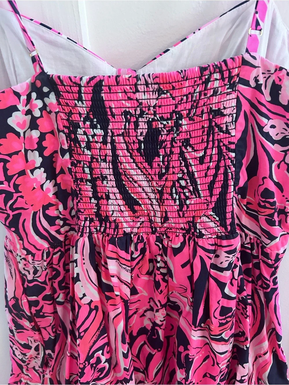 Lilly Pulitzer Adalia tiered dress Low Tide Navy Flirty Fins and Feathers - Picture 7 of 8